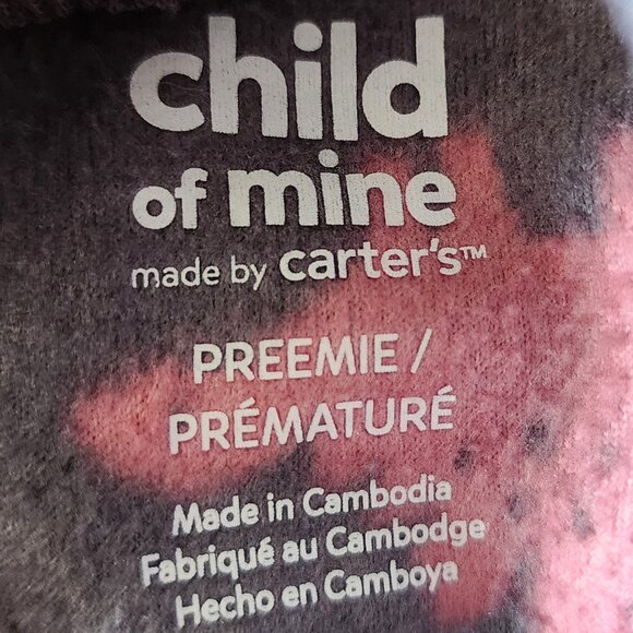 Carters - Preemie Boys Dark Gray Dinosaur Button Up Fleece Sleeper Pajamas - Picture 6 of 6